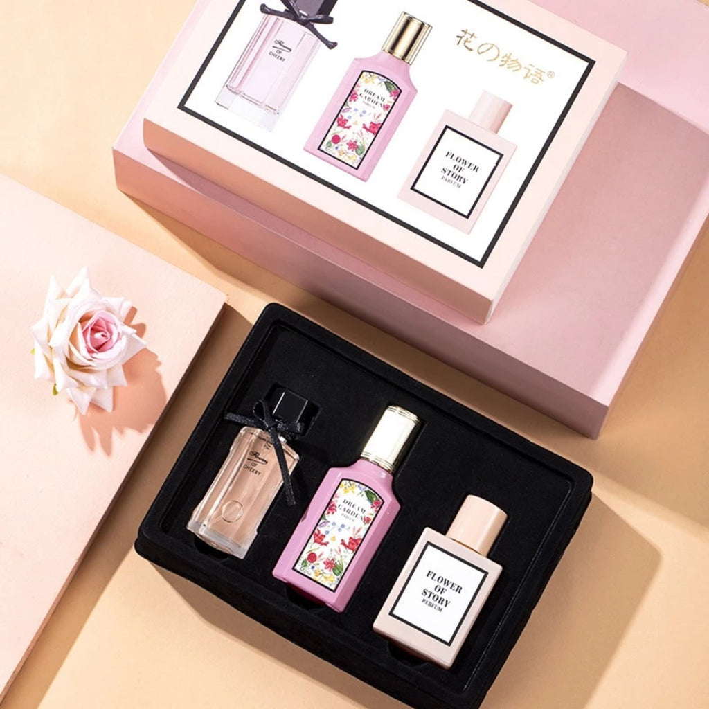 [Gift Box] Women’s Floral Perfume Gift Set 3PCS | Travel Pocket Perfume Spray | Long Lasting Feminine Fragrance | Women’s Day Gift Idea