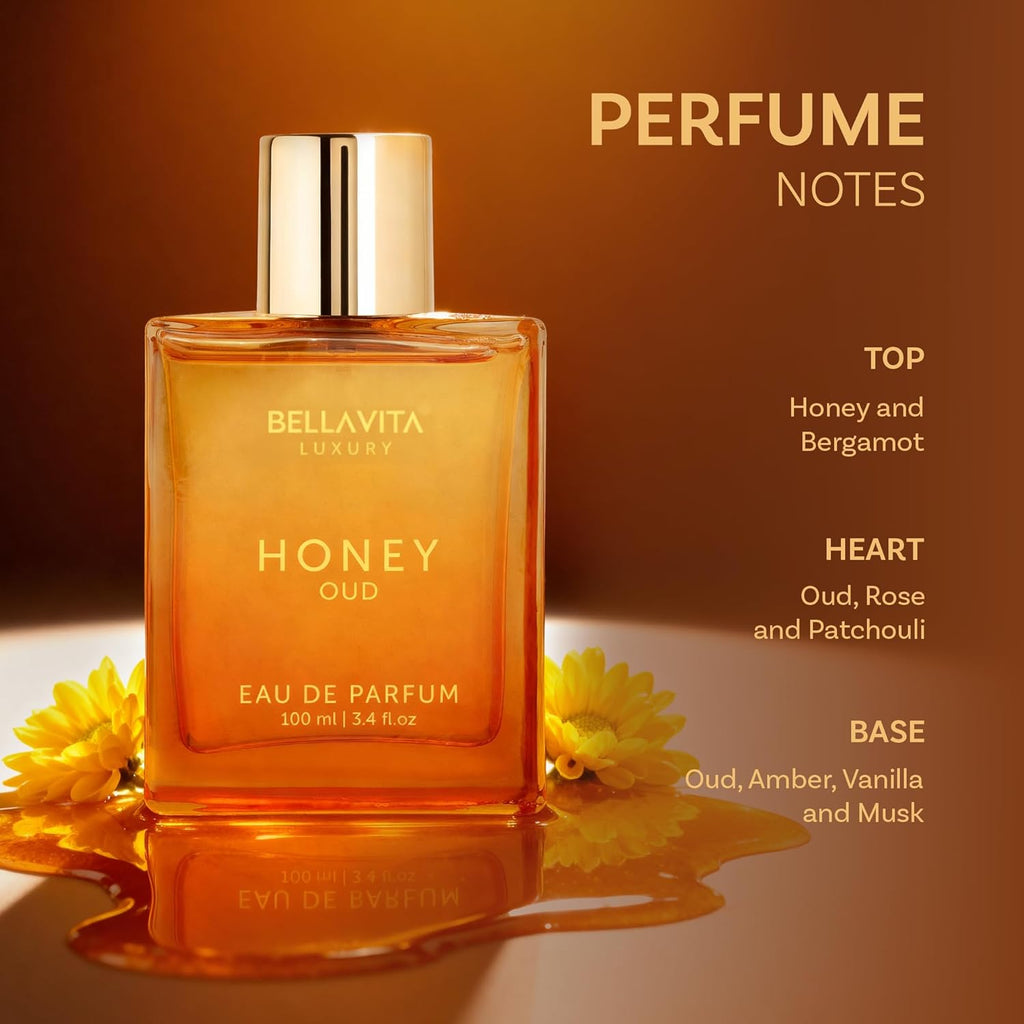 Bellavita Luxury Honey Oud Eau De Parfum | 100 Ml (3.4 Fl.Oz.) | Perfume for Men and Women | Sweet Honey, Bergamot, Oud, and Amber Notes | Women'S Day Special