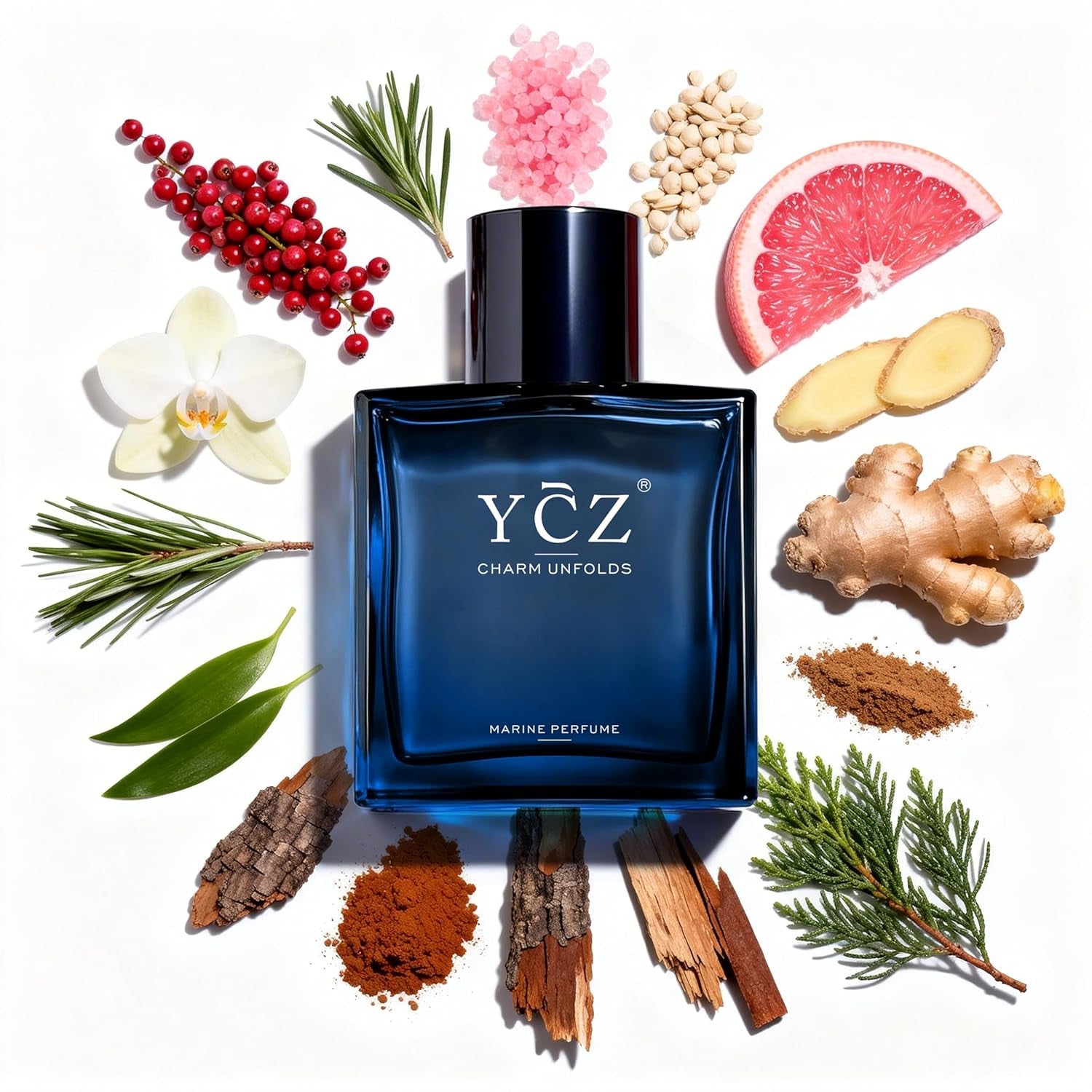 Charm Unfolds Marine Eau De Parfum for Men, Long Lasting Cologne with Fresh Marine & Oriental Woody Notes, 1.7 Fl Oz Masculine Fragrance for Daily Wear, Date Night, Travel & Gifts for Men