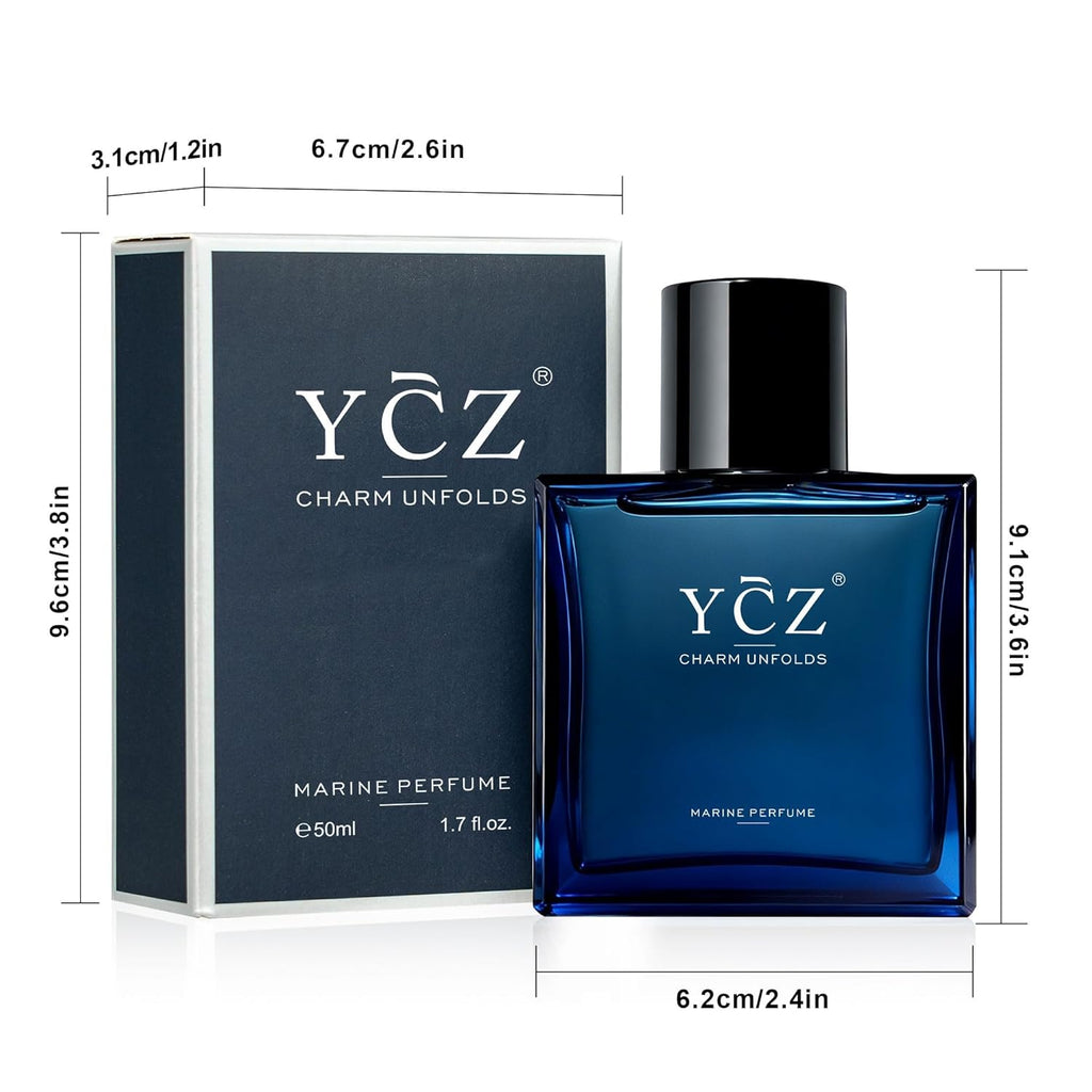 Charm Unfolds Marine Eau De Parfum for Men, Long Lasting Cologne with Fresh Marine & Oriental Woody Notes, 1.7 Fl Oz Masculine Fragrance for Daily Wear, Date Night, Travel & Gifts for Men